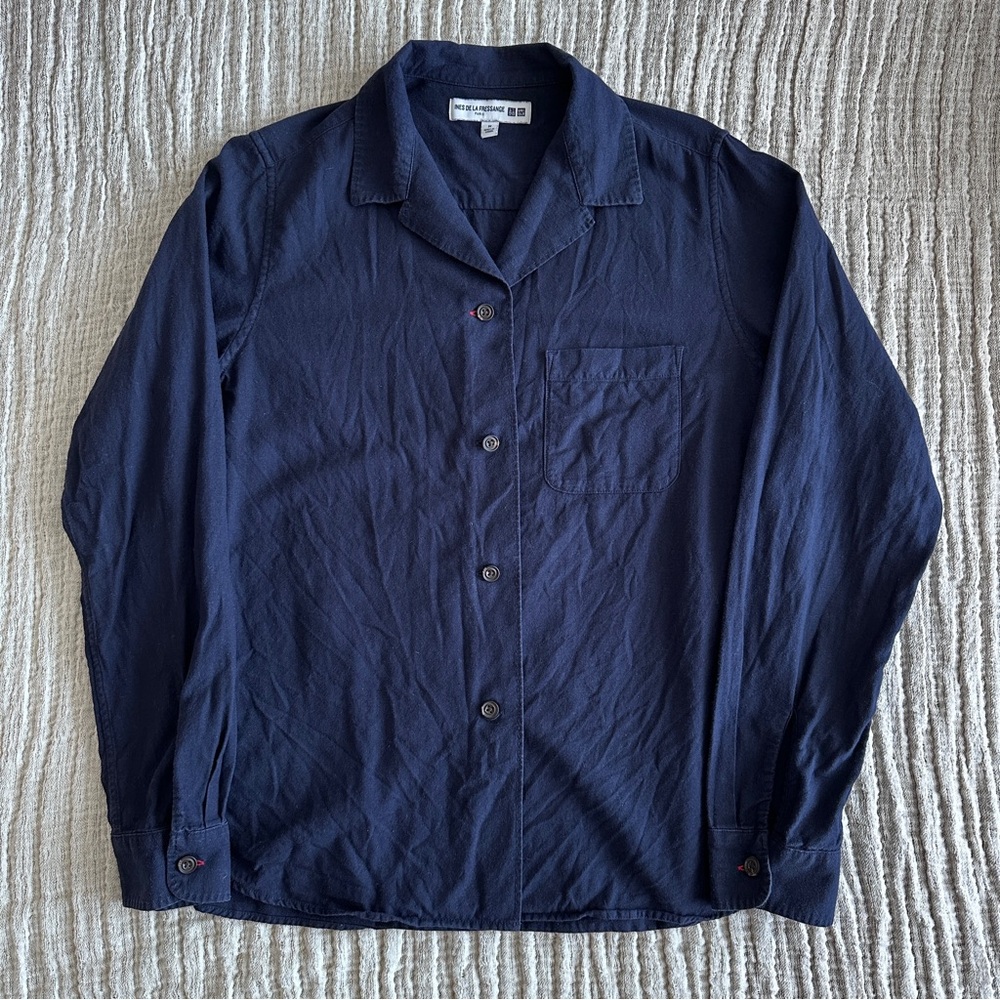 Uniqlo Women's Navy Button-Up Shirt
